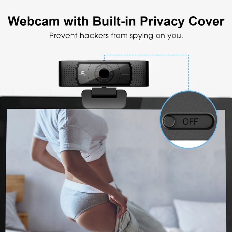 VITADE HD Webcam 1080P with Microphone & Cover Slide, 928A Pro USB Computer Web Camera Video Cam for Streaming Gaming Conferencing Mac Windows PC Laptop Desktop - Image 2